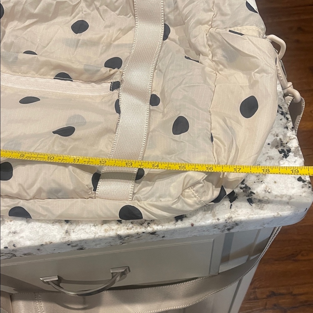 Calpak Cream Travel Duffel with Black Polka Dots - Picture 4 of 5